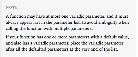 Variadic Parameter Note